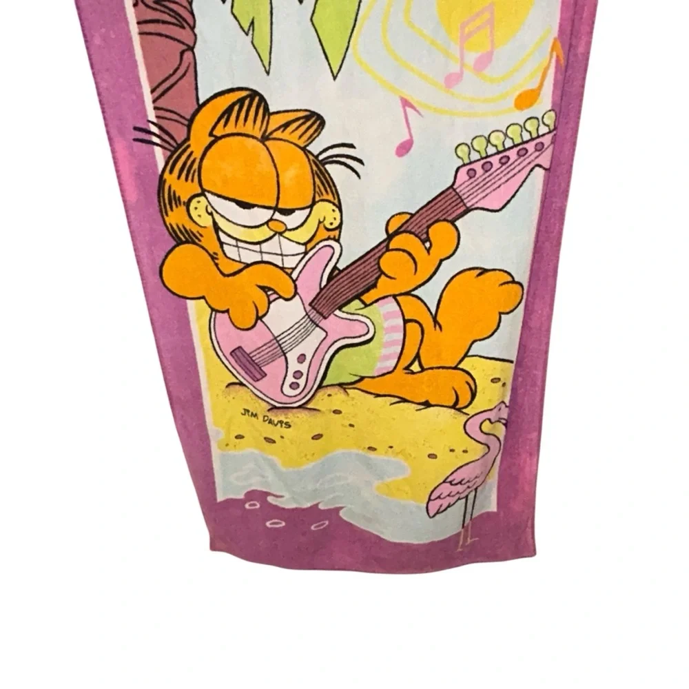 Garfield Vtg 1978 Tropical Rock Beach Towel‎ Jim Davis Franco Rare Collectible